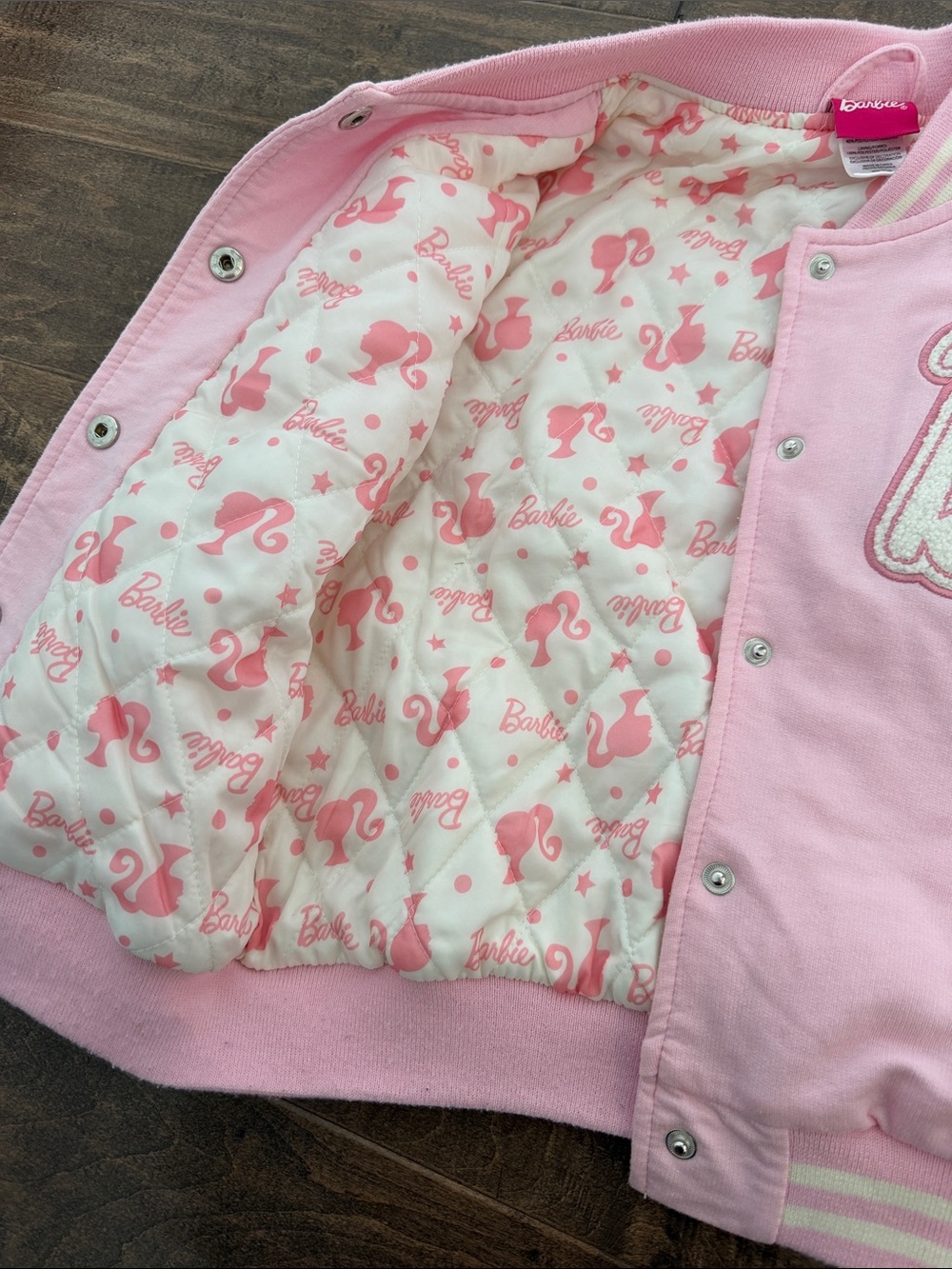 Barbie Girls' Pink & White Varsity Jacket - Picture 7 of 9